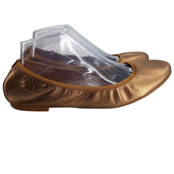 Juil The Flat Gold Bronze Leather Metallic Slip On Ballerina Flats Size 10 - Picture 12 of 14